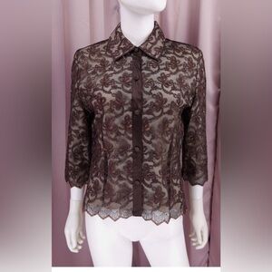 Doncaster Brown Embroidered Sheer Jacket